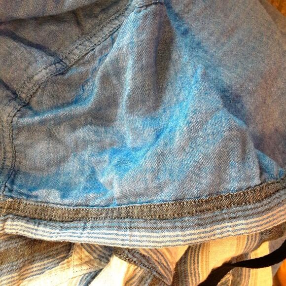 Boston Traders Hoodie Shirt Chambray Lining Blue Striped‎ Cotton size Medium - Picture 7 of 11